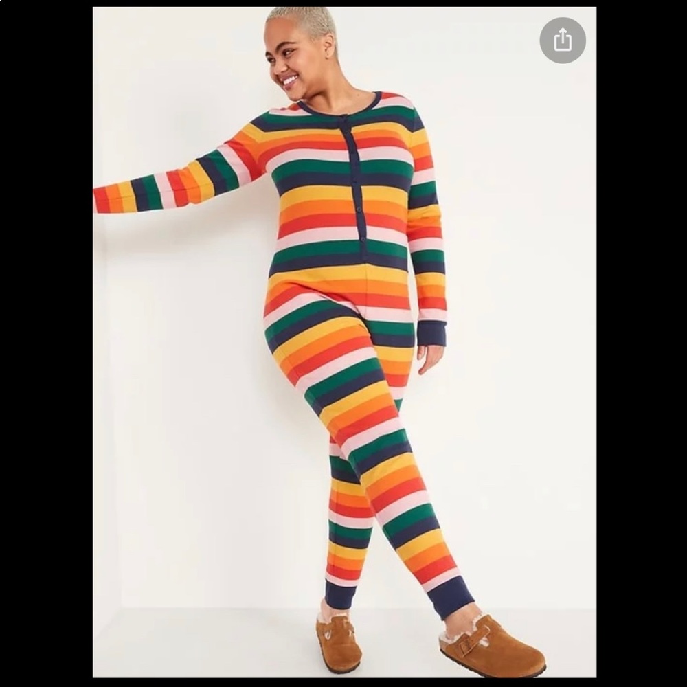 Rainbow old navy waffle knit pajamas
